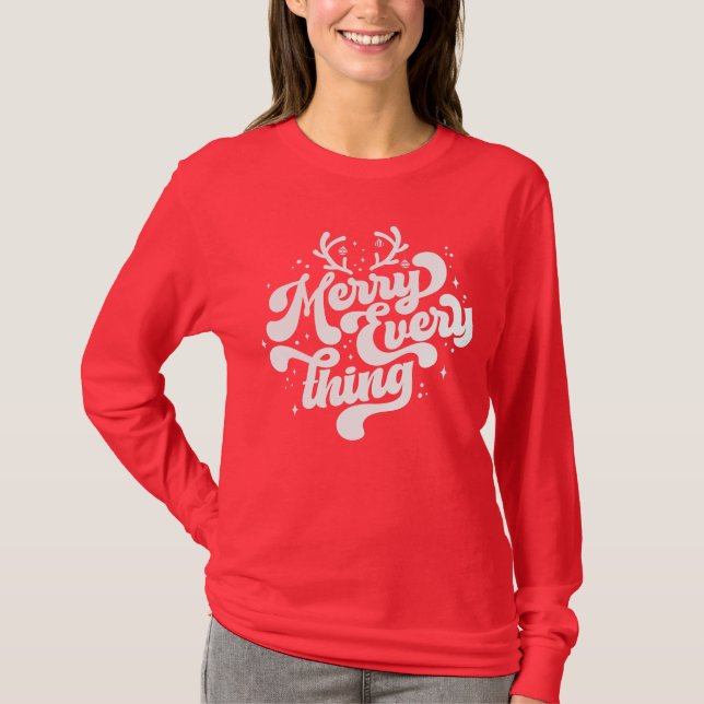 Camiseta Retro Red White Feliz todo Feliz Navidad (Anverso)