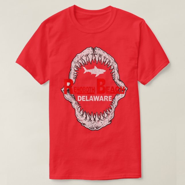 Camiseta Retro Rehoboth Beach Delaware Vintage Shark Teeth (Diseño del anverso)