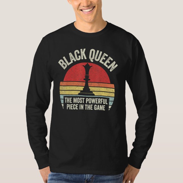Camiseta Retro Reina negra más poderosa de ajedrez Amer afr (Anverso)