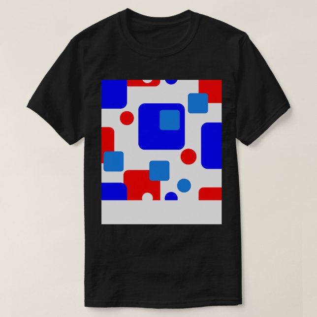Camiseta Retro Resumen Espacio de sueño azul rojo sobre bla (Diseño del anverso)