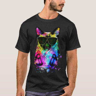 Camiseta Retro retrato de maleza de gato siamés pop con aud