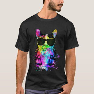 Camiseta Retro Retro Pop Calico Cat Retrato con audífonos