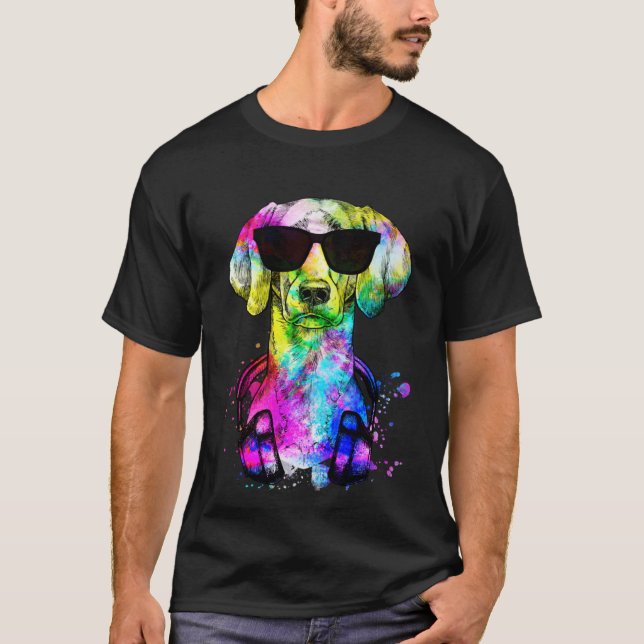 Camiseta Retro Retro Pop Weimaraner Retrato de Perro con Au (Anverso)