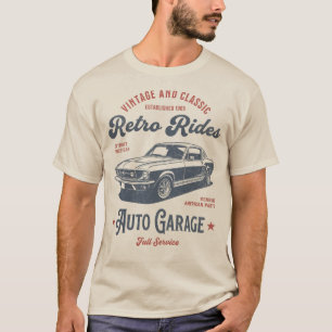 Camiseta Retro Rides Auto Garage – Arte de Muscle Car Vinta