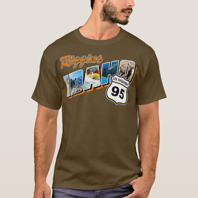 Camiseta Retro Riggins Idaho Rafting Fishing Camping (Anverso)