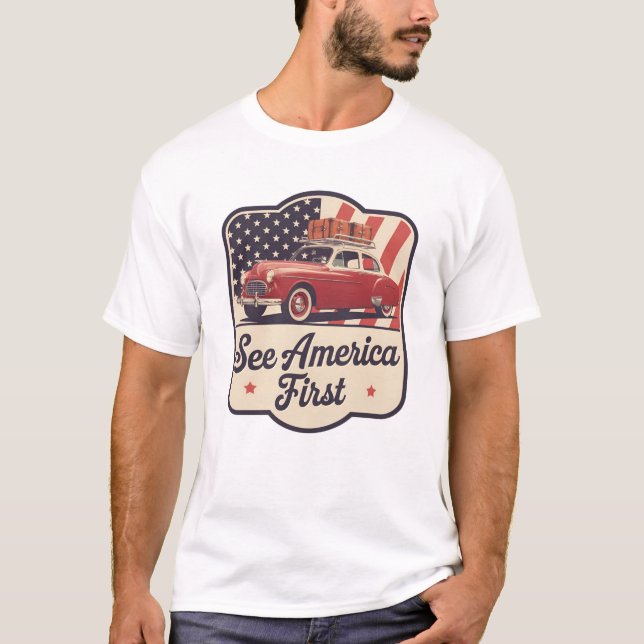 Camiseta Retro Roadtrip USA 4 de julio Patriótico (Anverso)
