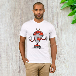 Camiseta Retro Robot Personalizado Diversión Red and Silver