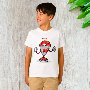 Camiseta Retro Robot Personalizado Diversión Red and Silver