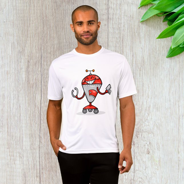 Camiseta Retro Robot Personalizado Diversión Red and Silver (Subido por el creador)