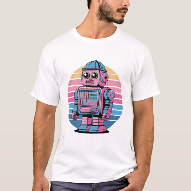 Camiseta Retro Robot: Vintage Futuristic T-Shirt (Anverso)