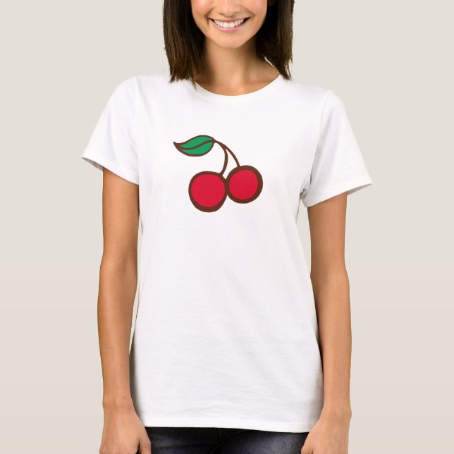Camiseta Retro Rockabilly Cherry Top (Anverso)