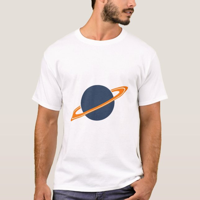Camiseta Retro Rocket Ship Orbiting Dark Planet - Outer Spa (Anverso)