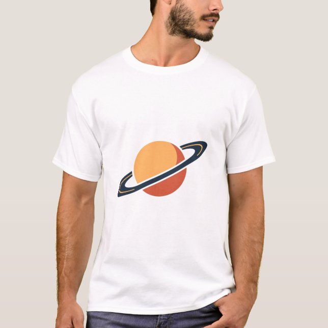 Camiseta Retro Rocket Ship Orbiting Dark Planet - Outer Spa (Anverso)