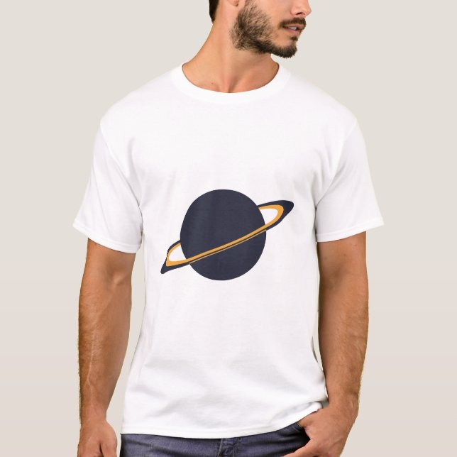 Camiseta Retro Rocket Ship Orbiting Dark Planet - Outer Spa (Anverso)