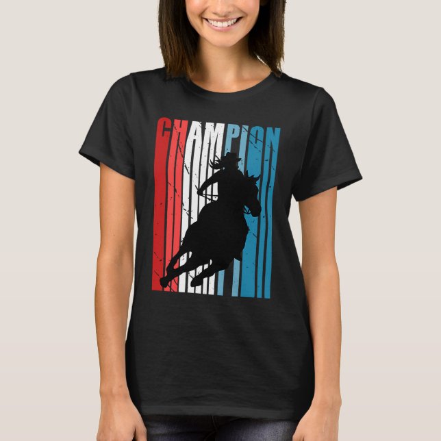 Camiseta Retro Rodeo Champion Cowgirl on Horse Riding Patri (Anverso)