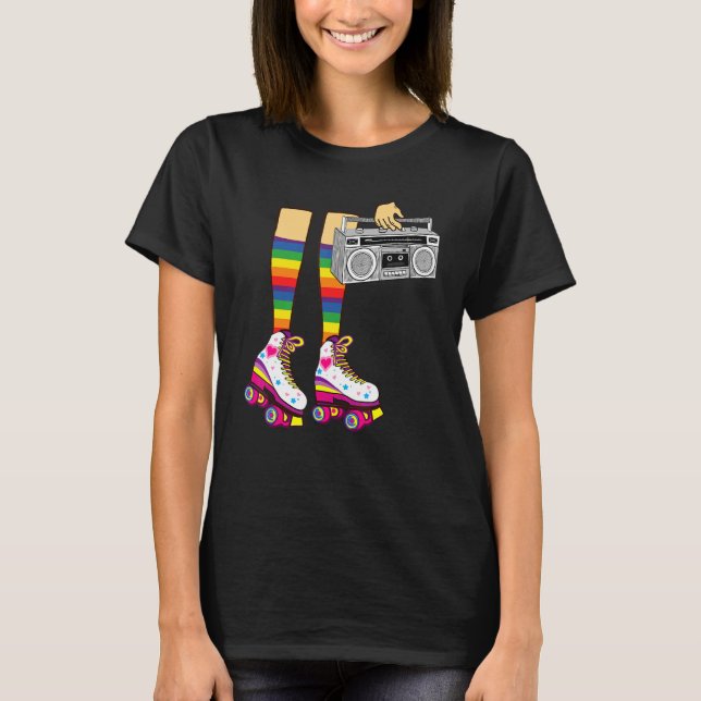 Camiseta Retro Rollerskates  80's Roller Disco Skating Girl (Anverso)