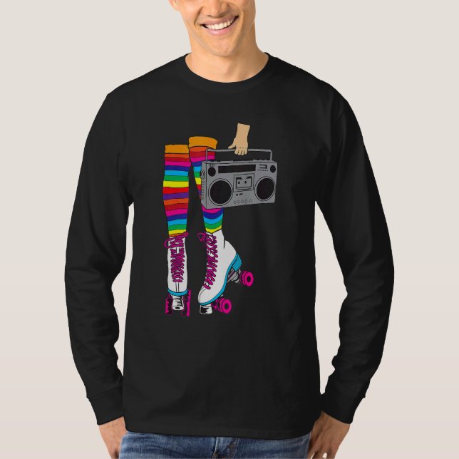 Camiseta Retro Rollerskates Chica de patinaje en disco Roll (Anverso)