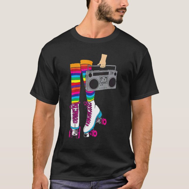 Camiseta Retro Rollerskates Chica de patinaje en disco Roll (Anverso)