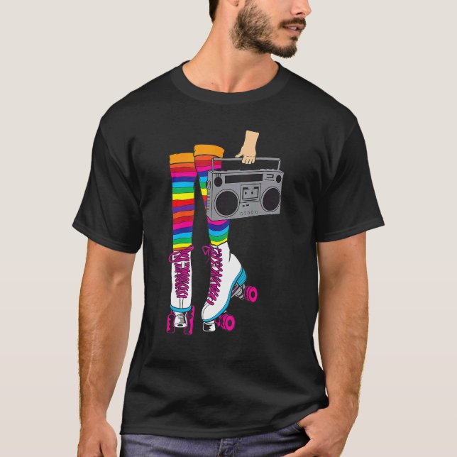 Camiseta Retro Rollerskates Chica de patinaje en disco Roll (Anverso)