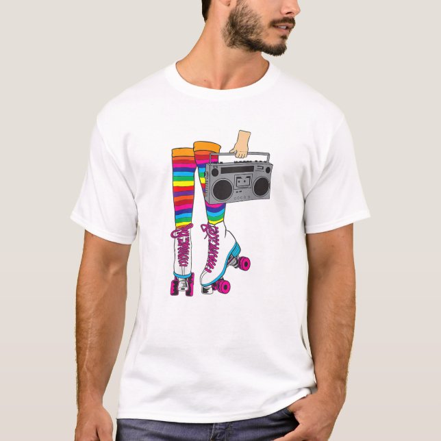 Camiseta Retro Rollerskates Funny 80'S Roller Disco Skating (Anverso)