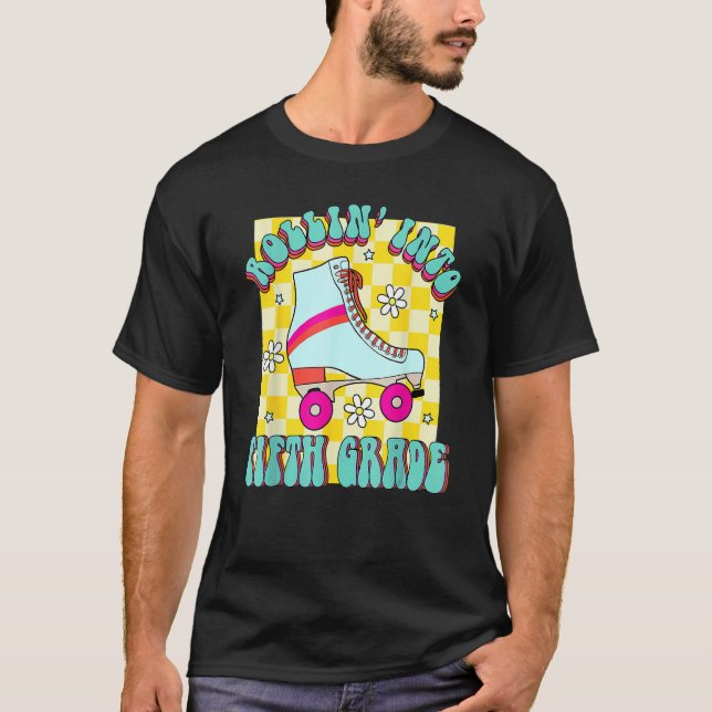 Camiseta Retro Rollin' Into Fifth Grade Roller Skate Back T (Anverso)
