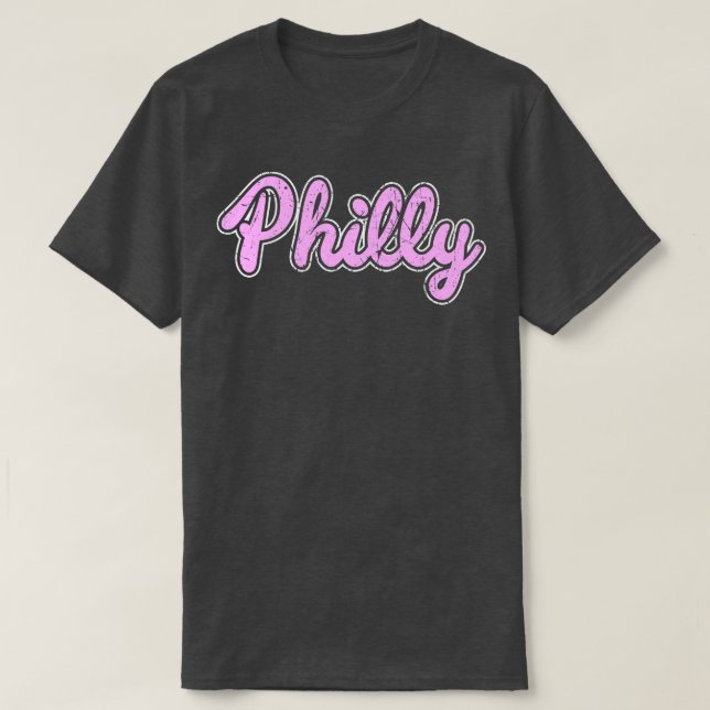 Camiseta Retro Rosa Philly Script Throwback Philly Fan Favo (Diseño del anverso)