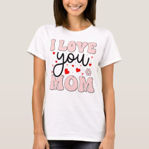 Camiseta Retro Rosa Te Amo Mamá Día de las Madres Corazones