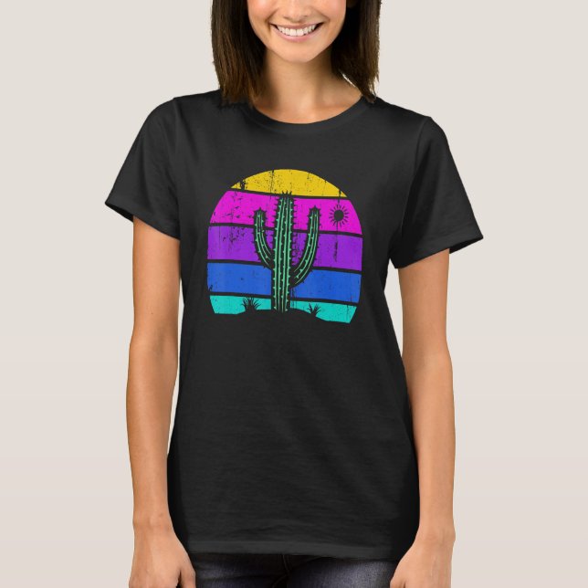 Camiseta Retro Saguaro Cactus Cactus Sunset Opuntia Cactace (Anverso)