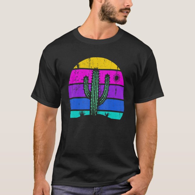 Camiseta Retro Saguaro Cactus Cactus Sunset Opuntia Cactace (Anverso)