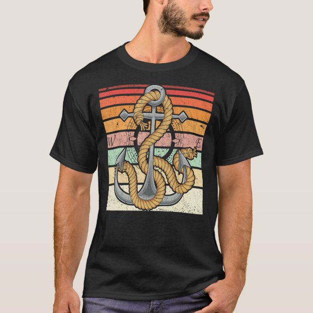 Camiseta Retro Sail Boat Anchor Skipper Nautical Sailor Sai (Anverso)