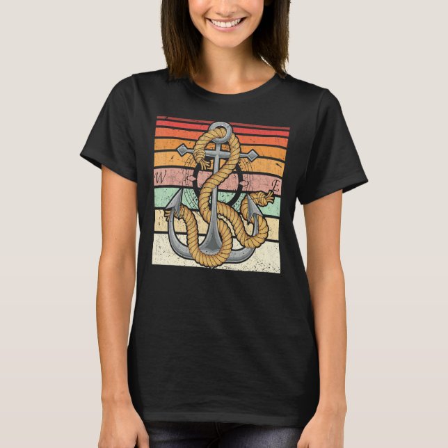 Camiseta Retro Sail Boat Anchor Skipper Nautical Sailor Sai (Anverso)