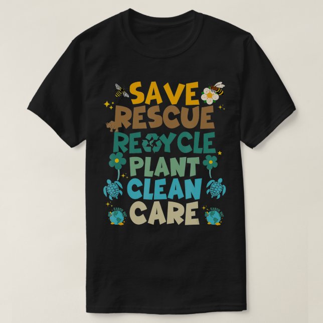 Camiseta Retro Salvar abejas Rescate Animales Reciclar Dive (Diseño del anverso)