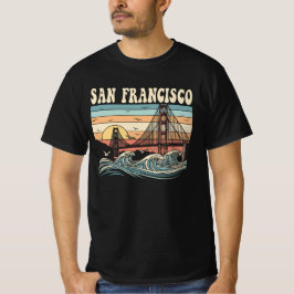 Camiseta Retro San Francisco Golden Gate Bridge Sunset 
