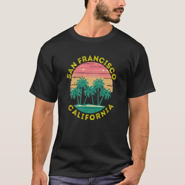 Camiseta Retro San Francisco Vacation Souvenir Palm Tree (Anverso)