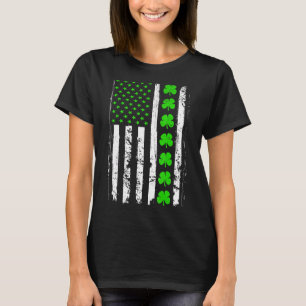Camiseta Retro San Patrick's Day Green Irish American Flag