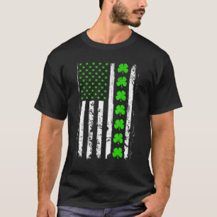 Camiseta Retro San Patrick's Day Green Irish American Flag