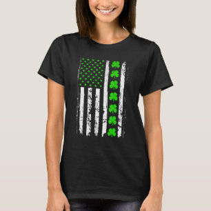 Camiseta Retro San Patrick's Day Green Irish American Flag