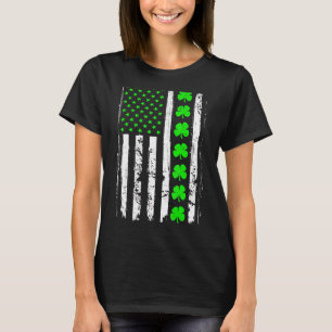 Camiseta Retro San Patrick's Day Green Irish American Flag 