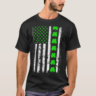 Camiseta Retro San Patrick's Day Green Irish American Flag 
