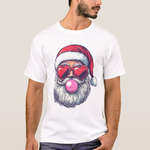 Camiseta Retro Santa Claus resplandeciendo la goma de burbu