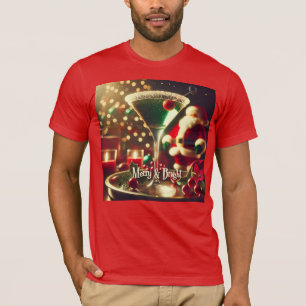 Camiseta Retro Santa de Navidad Martini Verde de los 50