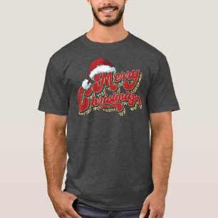 Camiseta Retro Santa Hat Feliz Navidad Vintage Feliz Holi