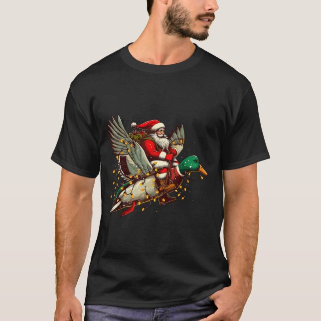 Camiseta Retro Santa Mallard Duck Christmas Hunting Season  (Anverso)