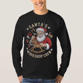Camiseta Retro Santa’s Workshop Crew Holiday