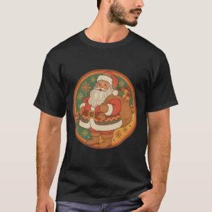 Camiseta Retro Santa tonos cálidos de los 70