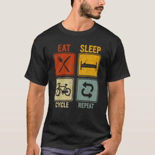 Camiseta Retro Sarcástico Para Ciclismo Comer Ciclo De Sueñ