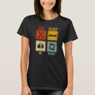 Camiseta Retro Sarcástico Para Jugador Comer Sueño Vr Repet