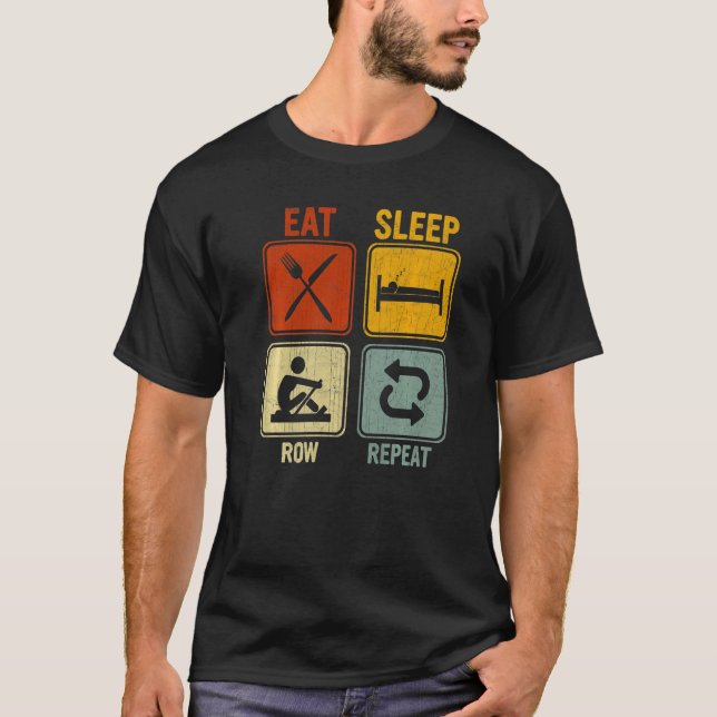 Camiseta Retro Sarcástico Para La Fila De Sueño De Comida D (Anverso)