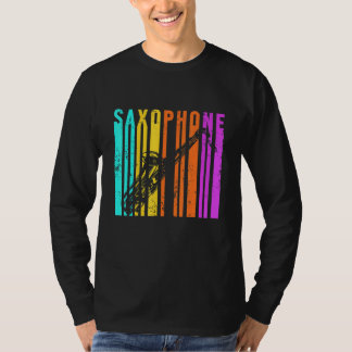 Camiseta Retro Saxofón Vintage Saxofonista Banda de Jazz Mu