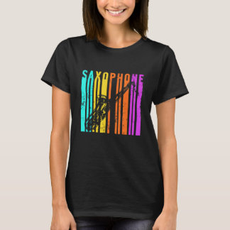 Camiseta Retro Saxofón Vintage Saxofonista Banda de Jazz Mu